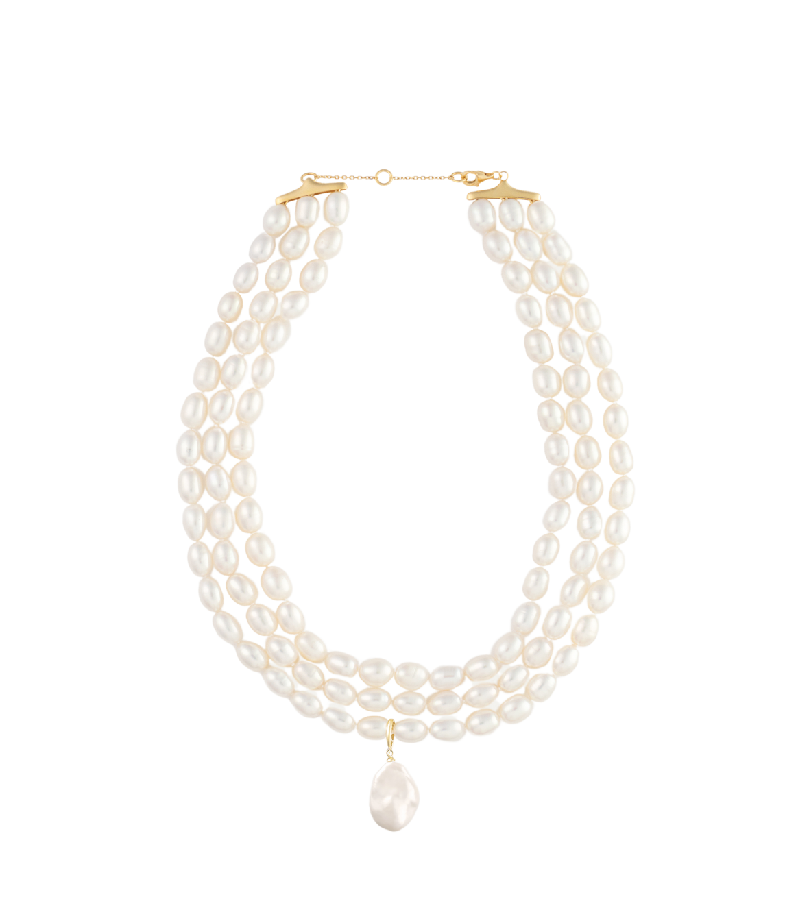 Amore Baroque Pendant 3 Row Pearl Necklace  by Chiara Tedeschi